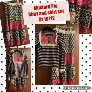 Mustard pie girls outfit, sz 10/12 skirt and shirt